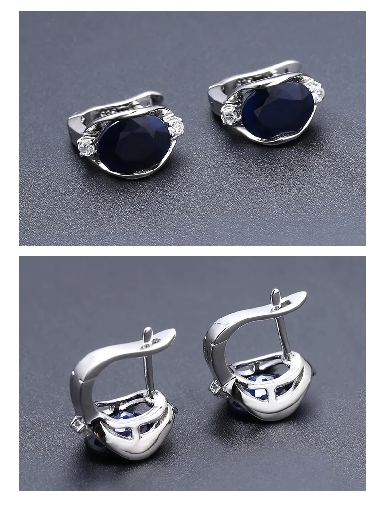 GEM'S балетные 925 пробы серебряные серьги-гвоздики 6.48Ct натуральные серьги с голубым сапфиром Для женщин обручальные ювелирные изделия бренд