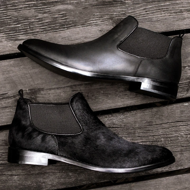 MYCOLEN 2018 Winter Fashion Casual For Men Ankle Chelsea Boots Male Shoes Cow Leather Quality Slip Ons Motorcycle Man Boot | Обувь