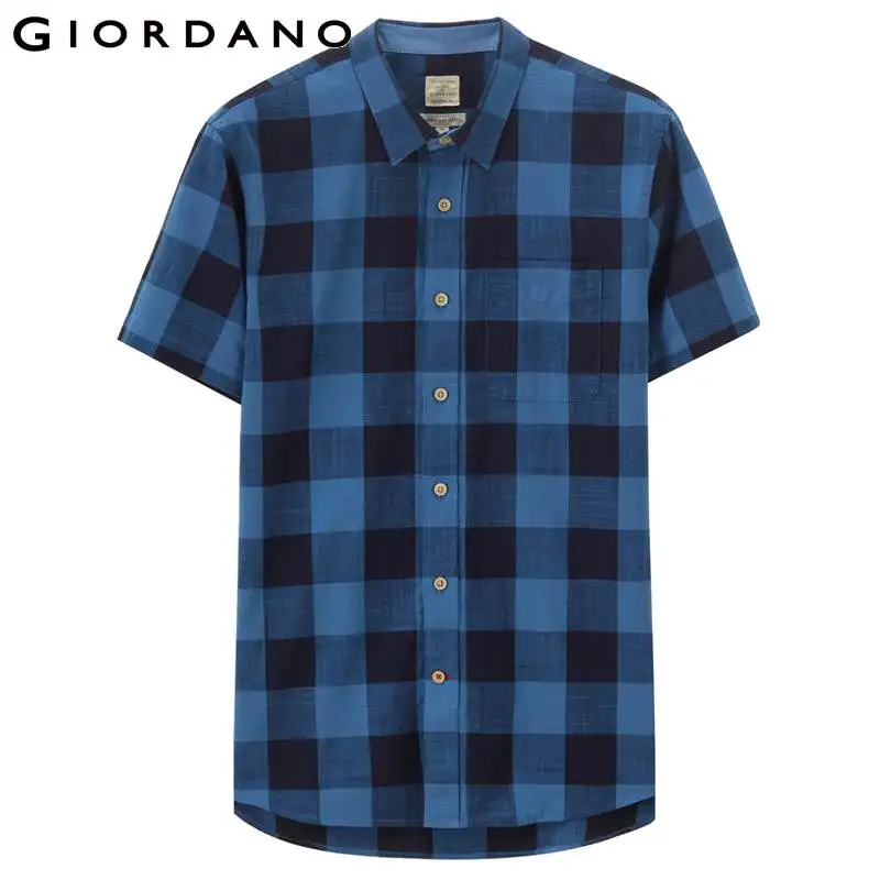 Dordano мужская рубашка короткий рукав отложной воротник в клетку изогнутая Shirtail