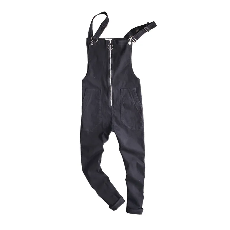 

2019 HipHop Ripped Suspenders Jeans Casual Distrressed Jeans Jumpsuits Men Denim Bib Overalls Baggy Multi pocket Trousers 092503