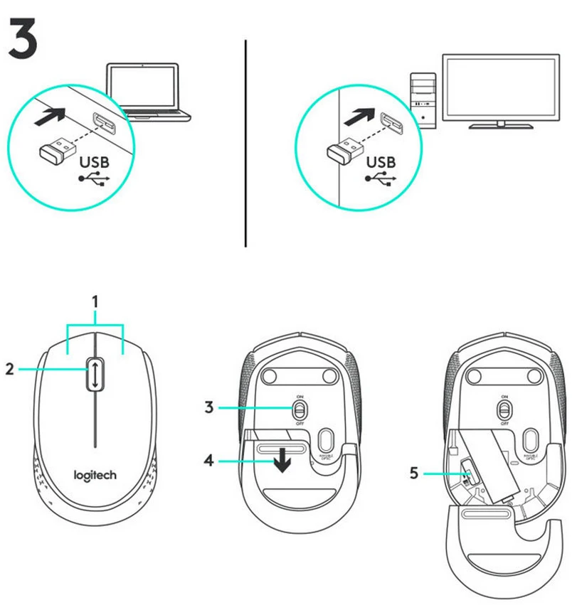 Беспроводная мини-мышь logitech M171 2,4 ГГц с нано-приемником 1000 dpi