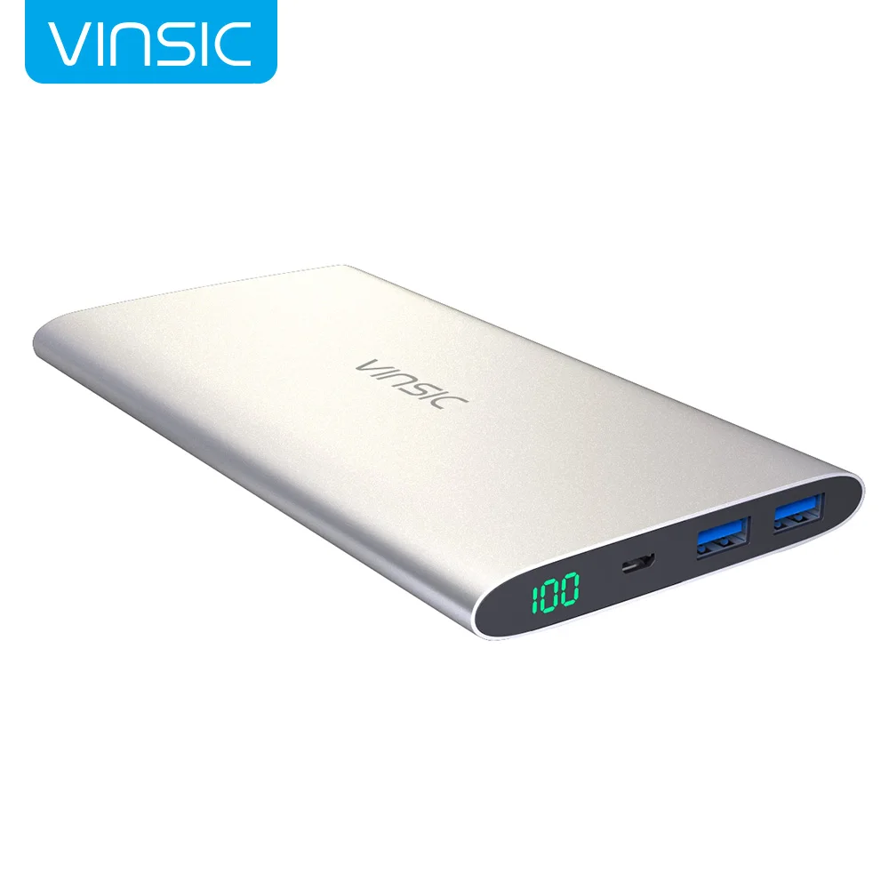 Внешний аккумулятор Vinsic Alien P11 ультра тонкий 12000 мА/ч, Мощность power Bank 5V 2.4A двойной внешнее зарядное usb-устройство для аккумулятора для iPhone X, 8, 8 Plus Xiaomi huawei