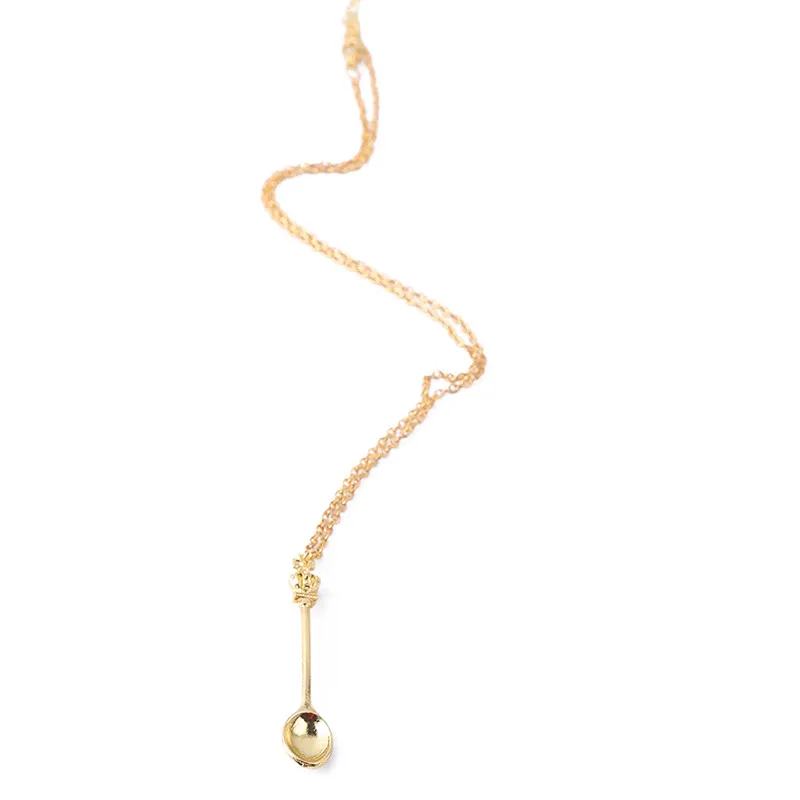 Ожерелье с подвеской King Queen золотое/серебряное ожерелье мини-чайной ложкой |