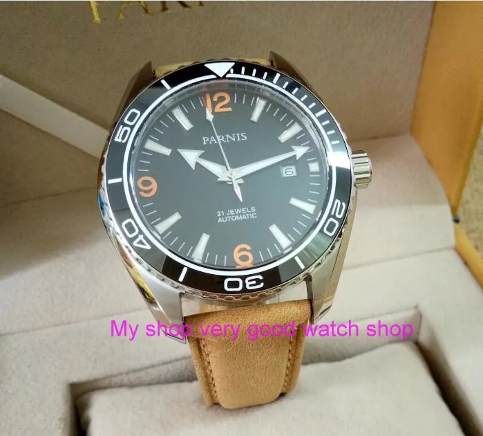 Мужские японские часы с сапфировым стеклом 45 мм 21 ювелирный драгоценный камень