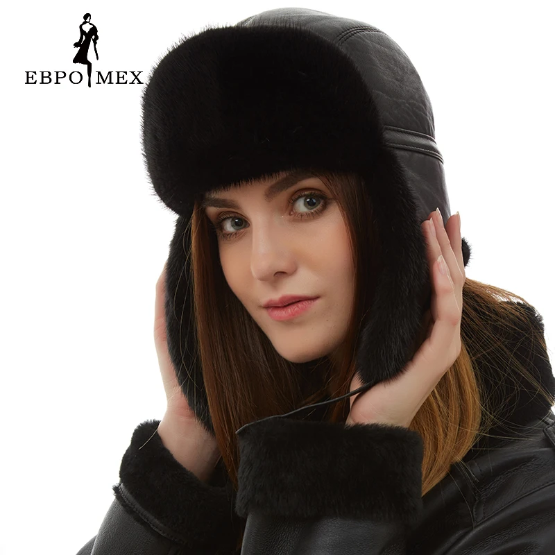Модные норковые меховые шапки из натуральной кожи для женщин теплые зимние