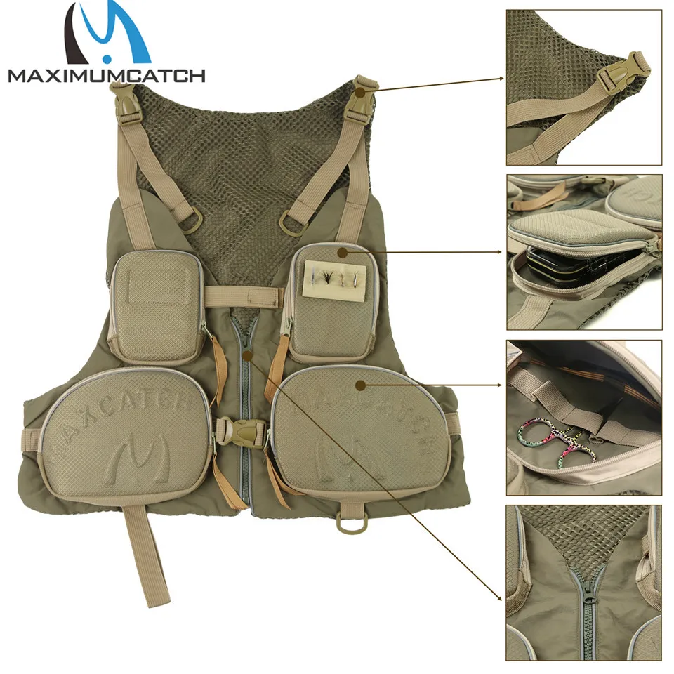 Жилет Maximumcatch для рыбалки нахлыстом свободного размера с многофункциональными