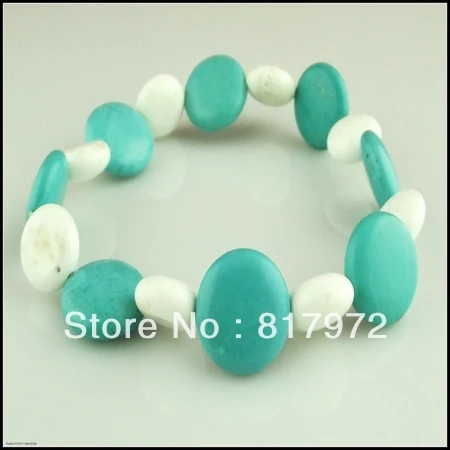

5pcs Simple style white green stone howlite bead bangle bracelet elasticity adjustable party gift