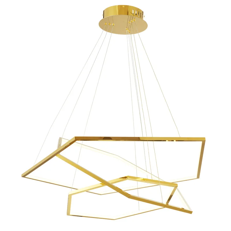 

Hexagon Suspension Light Luxury Gold Fitting Modern Design LED Pendant Lamp for living room Villa Minimalist Lighting Decoration