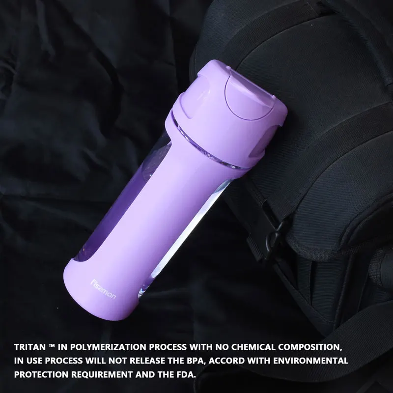 Purple Fussman 550 мл бутылка для воды BPA бесплатно спортивный фитнес шейкер Тритан с веревкой предотвращает скользкий милый для девочек botella de agua - Цвет: Purple