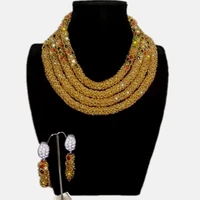 4ujewelry nigerian wedding african gold beads dubai jewelry sets 4 layers necklace bracelet earrings gift set free shipping 2018