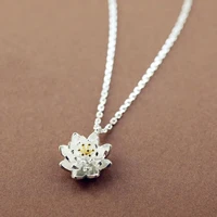 daisies hot sale 925 sterling silver lotus necklaces pendants pure silver choker chain necklace vintage statement jewelry
