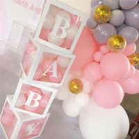 alphabet transparent packing box wedding balloon box wedding 1st birthday party decor kids latex macaron balloon box baby shower
