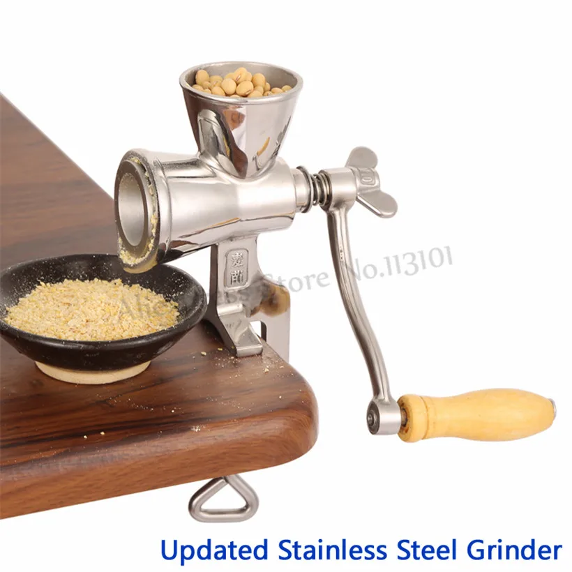Updated Stainless Steel Flour Miller Coffee Bean Grinder Manual Corn Grinding Machine for Maize Flour with Hand Crank