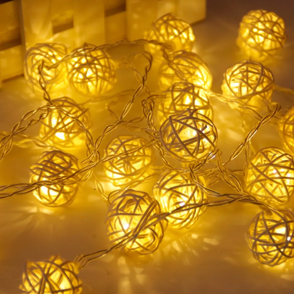 Рождественские Ротанговые шары светодиодные гирлянды украшения рождественская