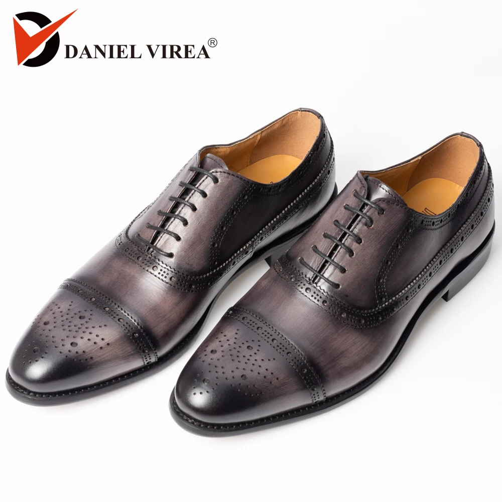 Мужские оксфорды с перфорацией типа броги Свадебные кожаные туфли Ручная работа