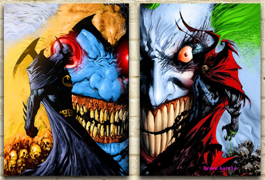 Бэтмен Vs Spawn 2 шт. холст картина печать гостиная домашний декор Современное
