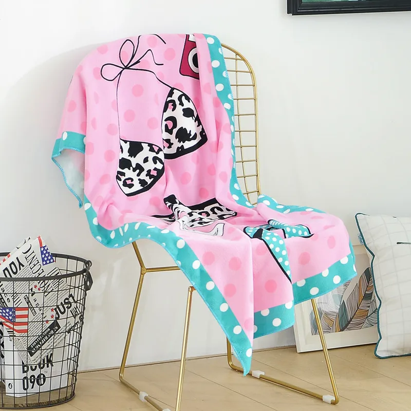 Пляжное полотенце из микрофибры абсорбирующее банное с милым рисунком пляжное