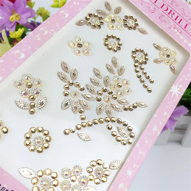 1 шт. акриловые стразы с цветочным узором самоклеящиеся наклейки плоской задней