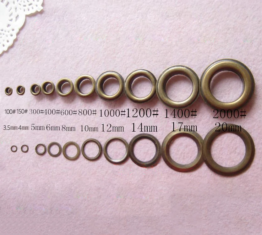 (100 шт. латунные люверсы + 1 набор инструментов) бронзовые и для перфорации