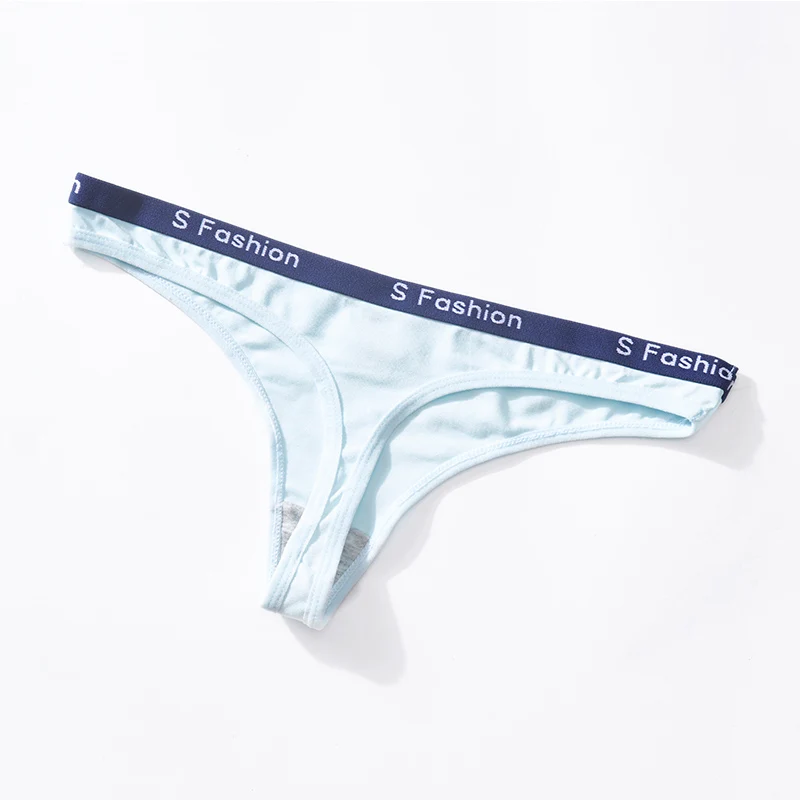 Light Blue 1 шт., трусики для женщин, сексуальные хлопковые стринги, нижнее белье с низкой талией, женские трусики, женское нижнее белье, Т-образная спинка, спортивные M-XL,, BANNIROU - Цвет: Light Blue