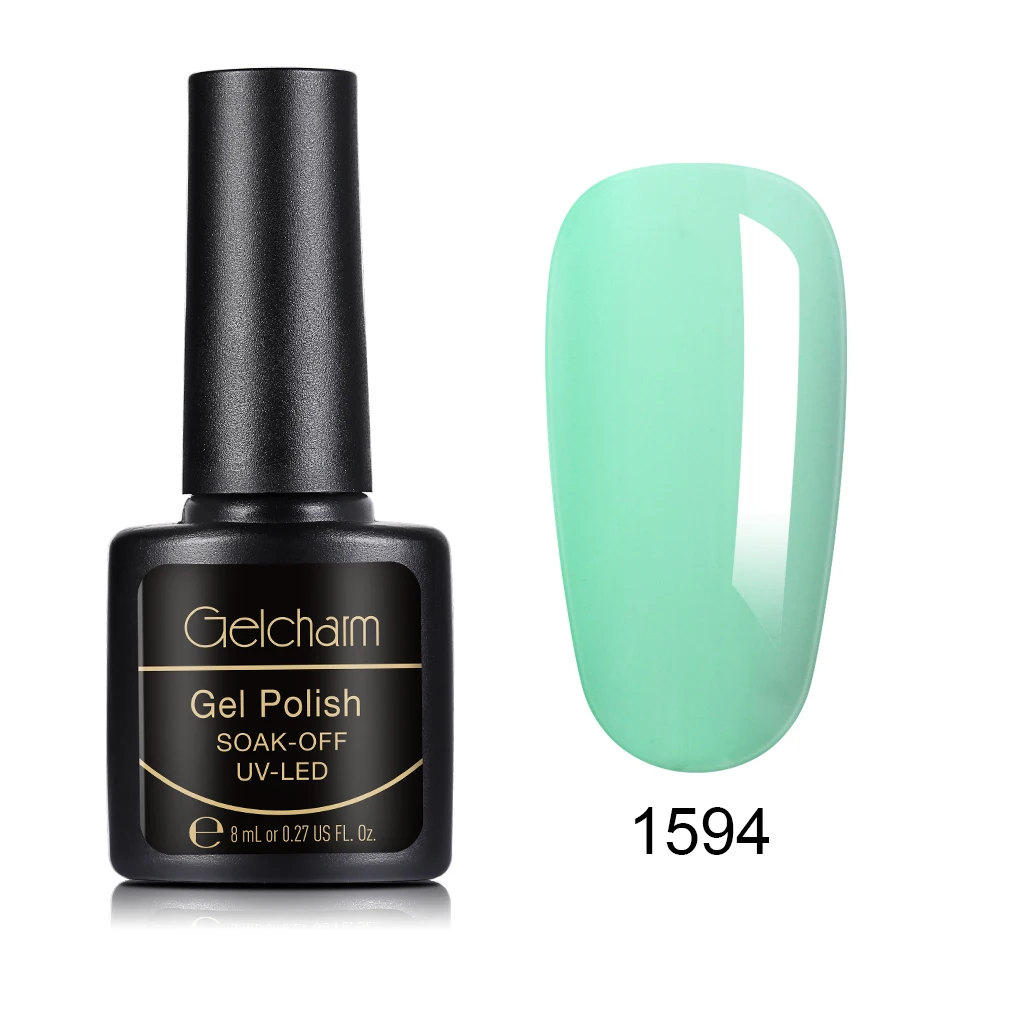 1594 8ml Pure Color Nail Polish Soak Off Semi Perment UV LED Glue Nail Polish Lucky Lacquer Top Base Primer Hybrid Stamping Paint - Цвет: 1594