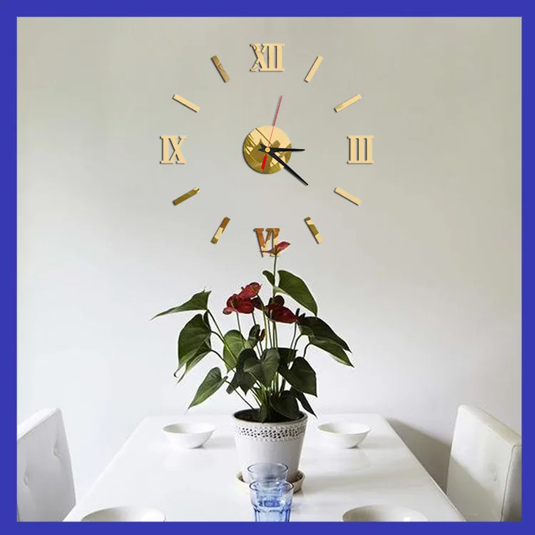 Gloden Новые часы настенные Horloge 3d Diy акриловые зеркало наклейки украшения дома гостиная кварцевые иглы - Цвет: Gloden