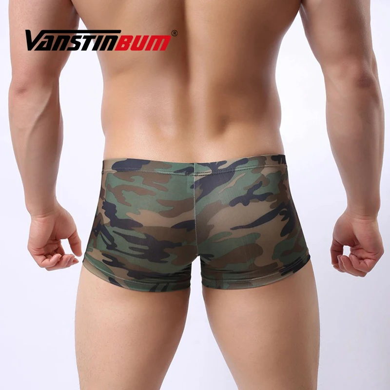 VANSTINBUM камуфляжные боксеры шорты сексуальные мужские дышащие нижнее белье Модные мужские выпуклые U Pouch Camo трусы Masculina