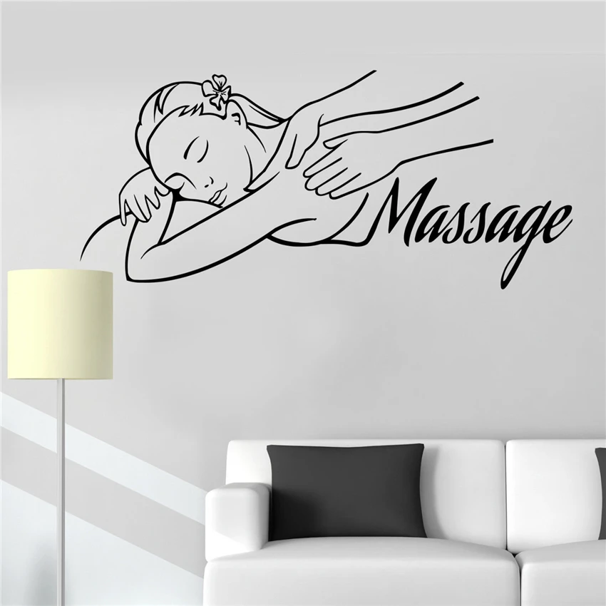 

Massage Logo Vinyl Wall Decal Massage Room Spa Woman Relax Beauty Wall Stickers Home Decor Removable Wall Decor Murals D166