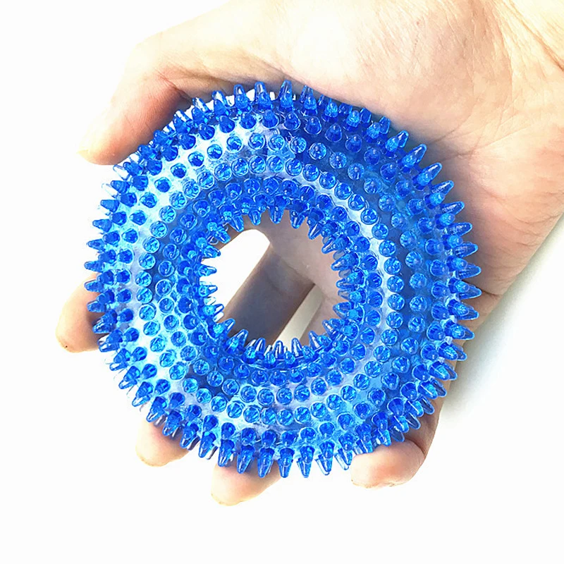 

S/XL Squeak Chew Pet Toys For Golden Retriever Large Dogs Training Funny Chew Thorn Circle Ring Small Dog Toys Sound Interactive