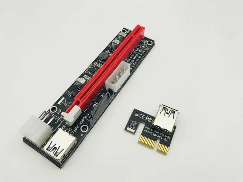 Новый PCIE PCI E 3 в 1 Molex 4Pin SATA 6PIN Express 16x слот карта Riser 1x до USB 0 кабель для майнинга