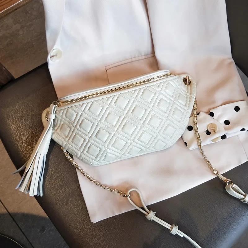 Fashion Tassel Waist Packs Genuine Leather Crossbody Bags For Women Chest Bag Luxury Handbags Women Bags Designer Ladies Purse