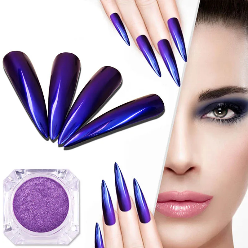 1 г фиолетовый лазер под блески для дизайна ногтей волшебное зеркало порошок