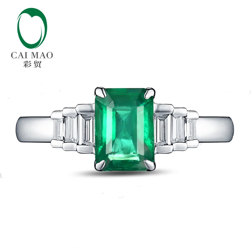Caimao ювелирные изделия классические 14 к белое золото 1.08ct натуральный изумруд& 0.21ct АЛМАЗНОЕ КОЛЬЦО на головщину