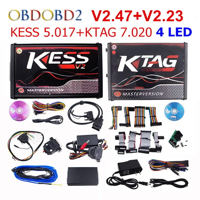 Разблокированный без маркера красный KESS V2 V5.017 V2.47 ECU чип тюнинг ЕС онлайн KESS 5,017 4 Led KTAG 7,020 2,23 менеджер Тюнинг Комплект - Цвет: KESS 2.47 KTAG 4 LED
