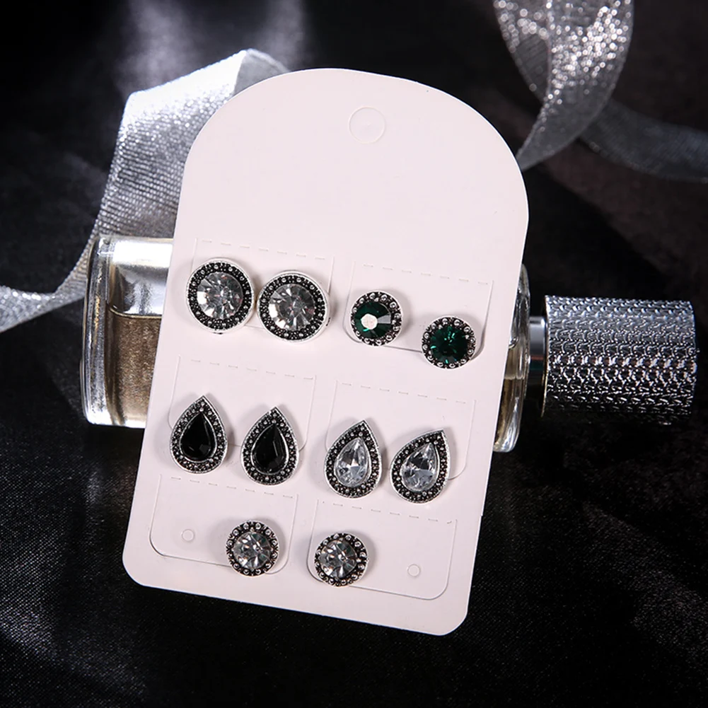 5 Pairs Round Waterdrop Shape Ear Studs Set Women Retro Party Earrings Jewelry | Украшения и аксессуары