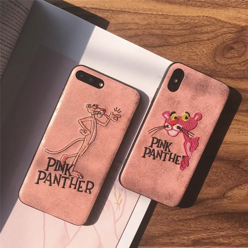 Для iPhone X Фирменная Новинка Мода Вышивка Розовая пантера чехол для Apple 8 Plus 6 6S 7