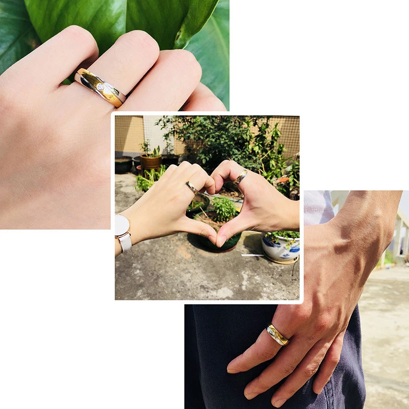 Обручальное кольцо из нержавеющей стали золотого и серебряного цвета