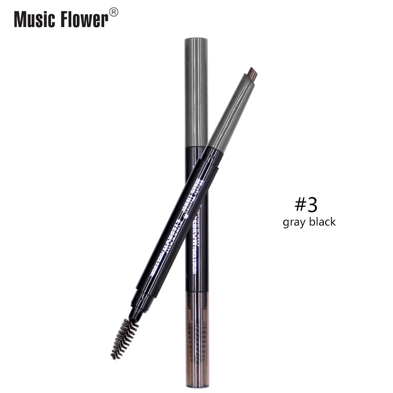 03 Бренд Music Flower, Женская ручка для бровей и кисть, набор инструментов для макияжа, профессиональный макияж для глаз, матовый карандаш для бровей, 3 цвета - Цвет: 03