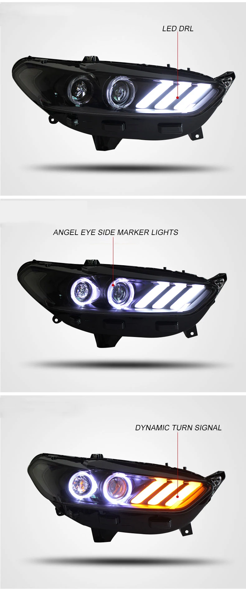 Набор для автостайлинга для фар Ford Mondeo 2013 светодиодный фонарь DRL Объектив двойной луч HID Xenon автомобильные аксессуары