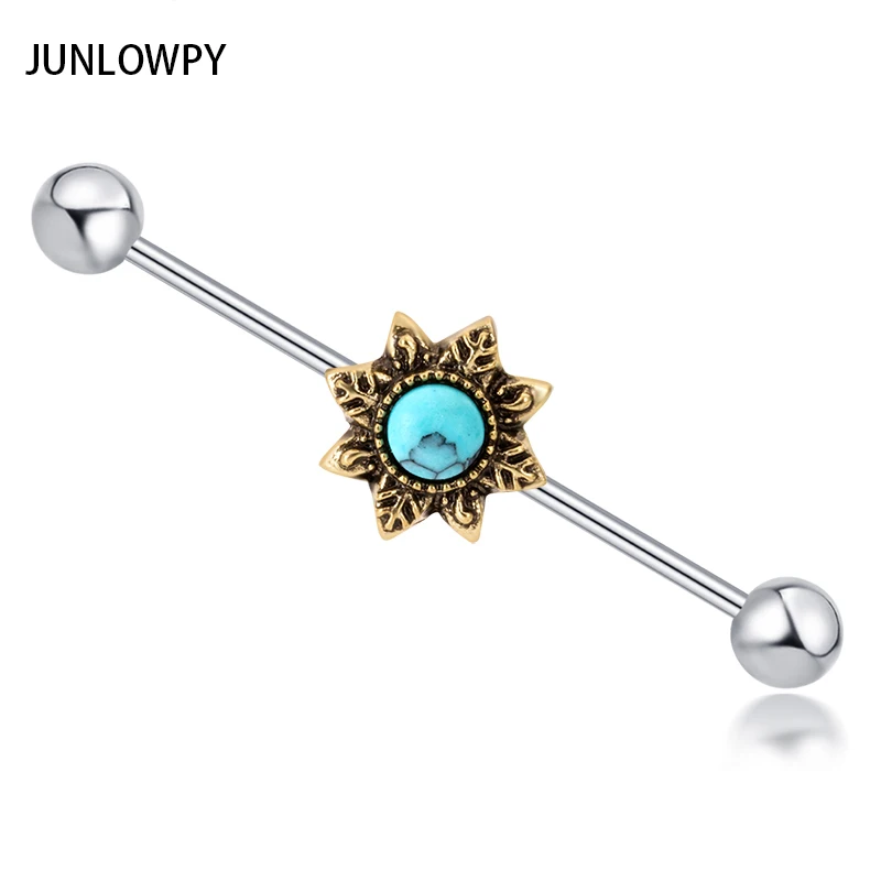 JUNLOWPY пирсинг наборы хрящ траг серьги спираль для женщин розовое сердце луна
