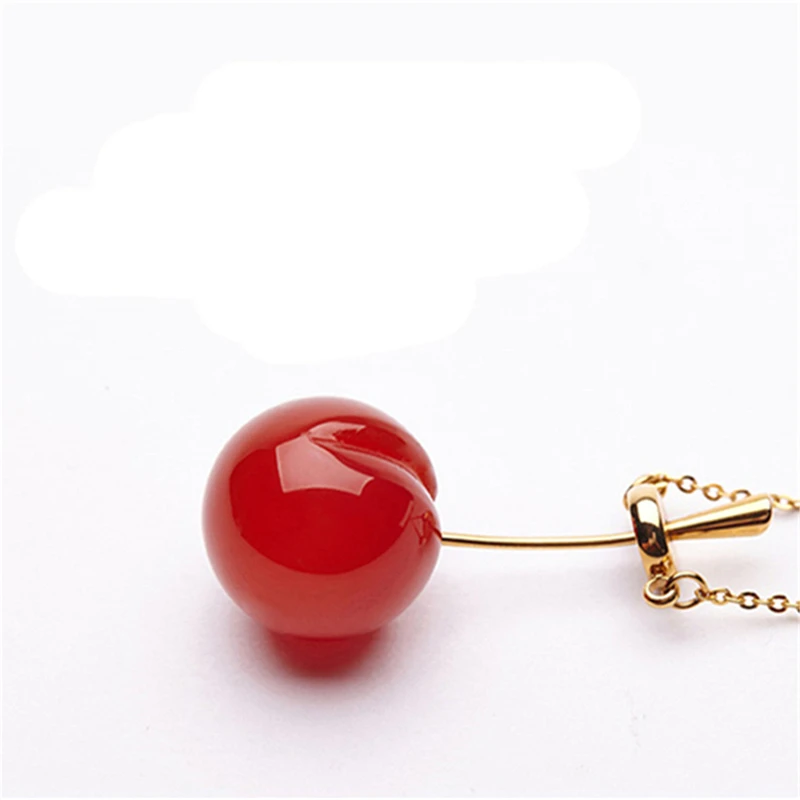 

2019 Lovers Fashion Cherry Pendants Necklace with Gold-color Titanium Steel Chain Valentine's Day Gift for Ladies Neck Jewelry
