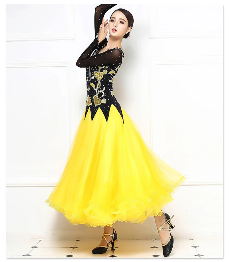 Костюмы для бальных танцев Стандартный платье Новинка 2017 года стильное Желтый
