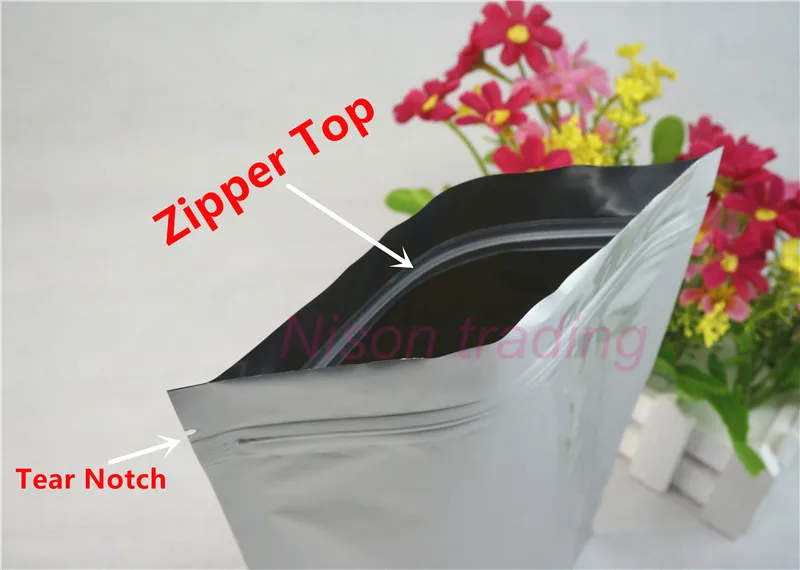 100 шт 14*22 см стоьте вверх Чисто алюминиевая фольга ziplock мешок серебро белый чисто