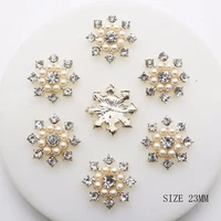 new hot 10pcs 23mm round alloy diy jewelry accessories rhinestones pearl wedding pedestal embellishments caps decoration