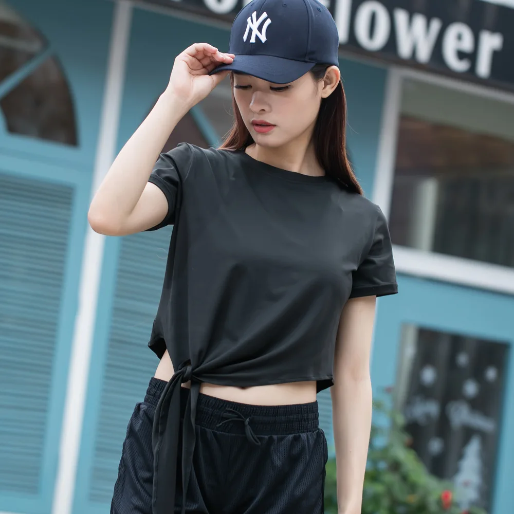 Свободные Черно белые сеточные с коротким рукавом спортивные футболки для