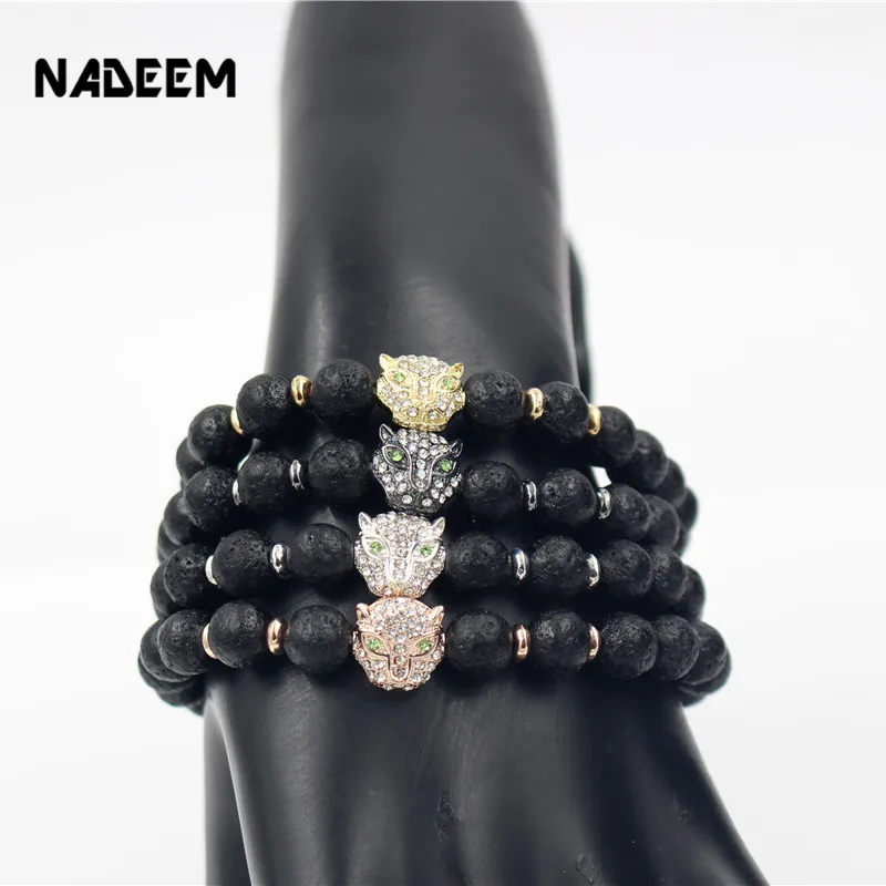 2017 Новый дизайн 8 мм микро проложить Кристалл леопардовой головы Шарм браслет