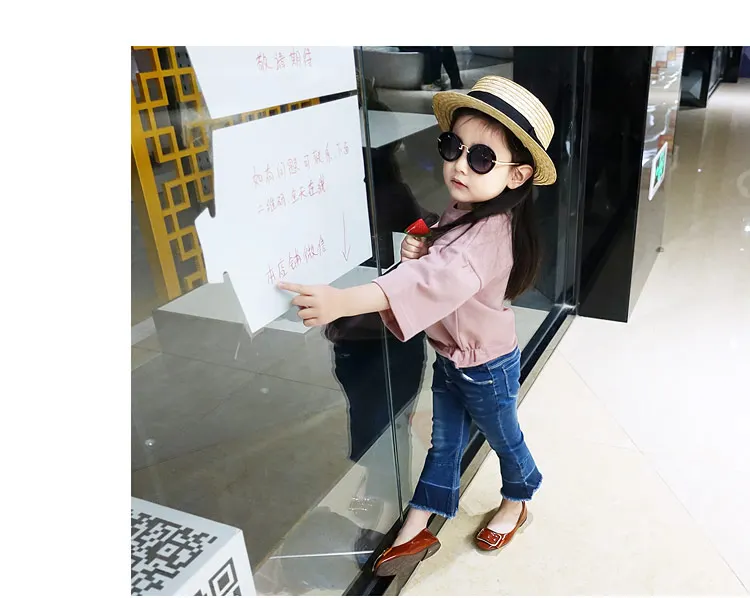 Весенние детские повседневные штаны с манжетами для девочек Детские эластичные