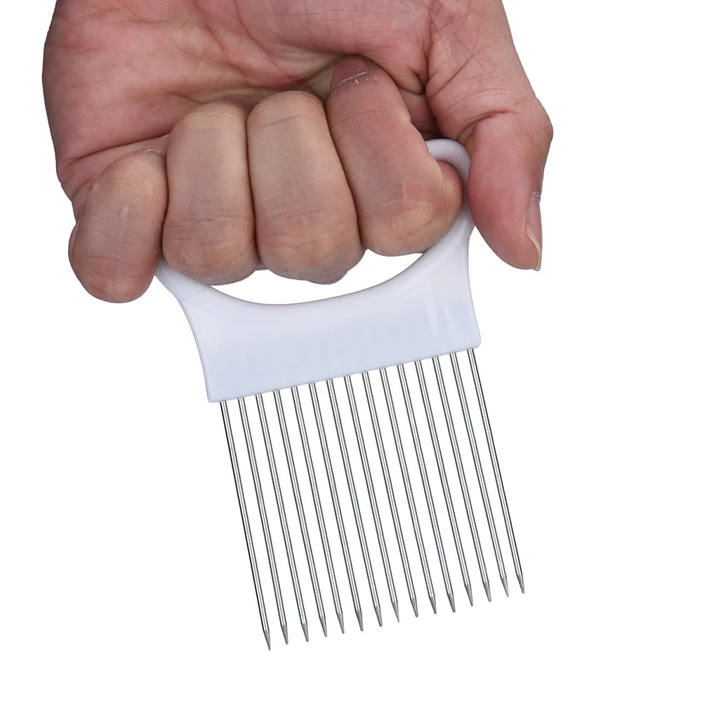 2 шт. легко вырезать лук держатель вилы нержавеющая сталь + пластиковый слайсер