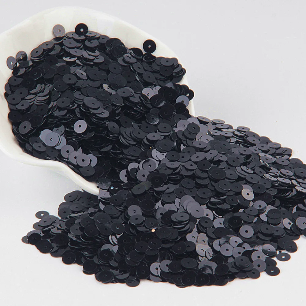 6mm black Блестка черная блестка 3 мм-30 мм ПВХ Плоская Круглая тусклая полированная тесьма с пайетками для шитья свадьбы ремесло Женская одежда Аксессуары - Цвет: 6mm black