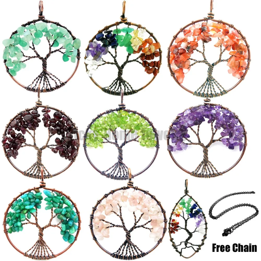 Бесплатная Цепочка чакра каменные чипы бусины опущенный камень Проволочная